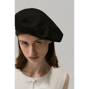DOSORDONTS 原创设计 黑色法式复古休闲棉质海军可调节薄款贝雷帽
