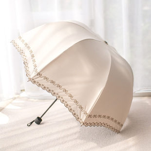 深拱型太阳伞防晒防紫外线刺绣折叠公主复古遮阳晴雨两用蘑菇雨伞