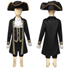 欧美复古中世纪cos海盗船长假两件蕾丝花边风衣儿童舞台演出套装