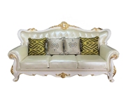 FD653欧式沙发全实木真皮沙发法式沙发白色描金古典沙发定制沙发
