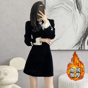 常规/加绒新中式改良版黑色连衣裙女装法式内搭裙子