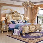 欧式床奢华纯实木1.8米2米别墅主卧室公主床香槟金婚床真皮双人床