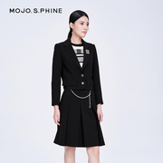 mojo秋冬季高级设计收腰，黑色半身裙修身气质，通勤西装裙子女套装