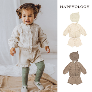 happyology英国儿童山羊绒，童装衣服女童秋冬装，针织外套半身裙开衫