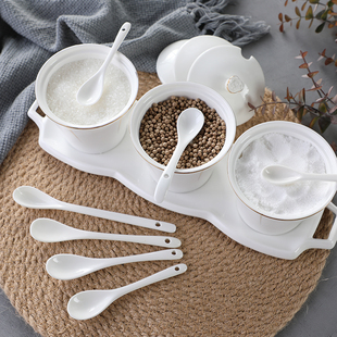 陶瓷咖啡勺子厨房小号调味调料勺短柄小盐勺创意可爱长柄搅拌勺