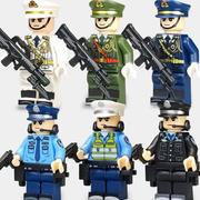 中国积木男孩拼装警察特种兵军事人仔海军陆军空军士兵玩具小人.