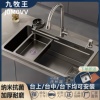 纳米灰色厨房水槽大单槽，304不锈钢洗菜盆加厚台下洗菜池洗碗槽