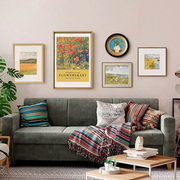 现代北欧花卉组合装饰画客厅沙发背景墙挂画美式复古餐厅墙面油画