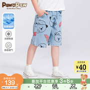 pawinpaw卡通小熊童装，夏季男童短裤儿童，牛仔松紧裤凉感
