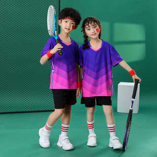 儿童羽毛球服速干衣男童小孩乒乓球衣女孩速干短袖运动套装网球服