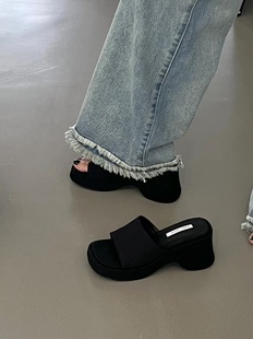 DAPAISHOW大牌秀韩版坡跟一字拖夏季时尚凉拖鞋女外穿