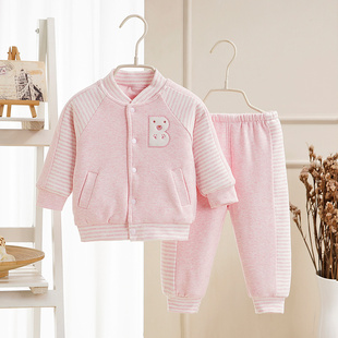 宝宝秋冬季夹棉套装，纯棉保暖薄棉小童，0-1岁3-6个12月婴儿外出衣服