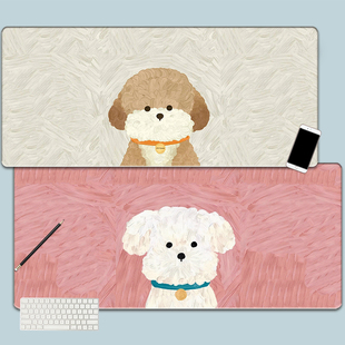 狗狗可爱鼠标垫超大插画卡通滑鼠垫女生泰迪贵宾雪纳瑞吉娃娃比熊