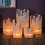 简约创意蜡烛杯晶石条花器烛台样板房酒店大堂桌面软装花瓶摆件