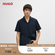 hugoboss男士2024夏季弹力棉质，泡泡布宽松(布宽松)短袖衬衫