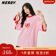 nerdy2023夏季宽松休闲短袖，t恤女logo印花时尚情侣同款上衣潮流