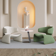 北欧布艺沙发客厅设计师创意单人沙发椅轻奢酒店休闲会客接待沙发