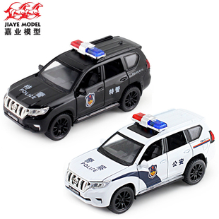 嘉业车模1 32合金声光汽车模型丰田普拉多110警车公安玩具车模型