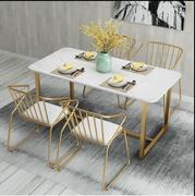 北欧ins大理石餐桌长方形餐桌椅，组合现代简约小户型吃饭桌子家用
