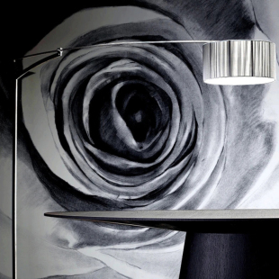 瓣舞Petal 黑白灰大型玫瑰花现代简约墙纸 卧室客厅餐厅背景墙纸