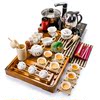 聚森紫砂功夫茶具套装整套茶杯，套装组合盖碗实木茶盘四合一电磁炉