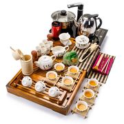 聚森紫砂功夫茶具套装，整套茶杯套装组合盖碗，实木茶盘四合一电磁炉