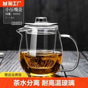 花茶杯套装耐高温茶水分离茶具家用小花茶煮茶器泡茶壶高硼硅侧把