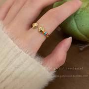 2022年可爱猫爪戒指女小众设计感网红气质甜美简约开口食指戒