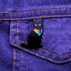 黑色小猫徽章女可爱日系卡通胸针情侣背包，衣服配饰品les拉拉个性