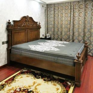 美式床轻奢实木床雕花做旧柱子床欧式双人床，主卧奢华家具全屋定制