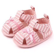 婴儿护脚凉鞋夏季女l宝宝防滑软底学步鞋子0-1岁棉布透气6-12个月