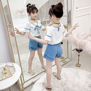 女童套装夏装2021中大儿童韩版洋气时髦夏季短袖雪纺两件套潮