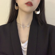 韩国ins高级感耳环女s925纯银几何复古耳坠，夸张大耳圈网红耳饰潮