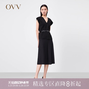 OVV春夏前后V领廓形感短袖弹力针织衫GNZBJ11013A