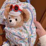 可爱卡通夏日系列达菲熊带防晒眼睛双肩包旅行包达菲书包背包