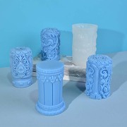 三信浮雕罗马柱蜡烛硅胶模具，雕花罗马柱石膏，磨具香薰蜡烛模