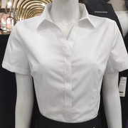 竹纤维白衬衫女短袖上衣工作服，商务面试v领正装职业长袖衬衣