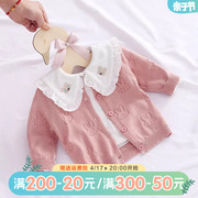 女宝宝针织开衫春季婴儿薄款长袖上衣毛衣外套空调衫春夏洋气衣服