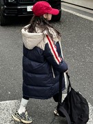 女童羽绒服2023韩版洋气冬季儿童长款加厚过膝外套中大童女款