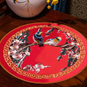 定制中式餐垫隔热垫刺绣餐桌垫布艺杯垫欧式茶几防烫碗垫花瓶托盘