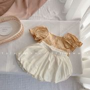 女童夏装套装2024洋气，花苞灯笼短裤短袖，韩版小女孩宝宝衣服