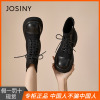 卓诗尼女鞋短靴冬季2023飞织瘦瘦靴厚底黑色加绒粗高跟马丁靴