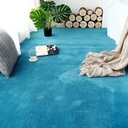 蓝色短毛地毯卧室ins耐脏坐垫满铺大面积客厅茶几地垫房间床边毯