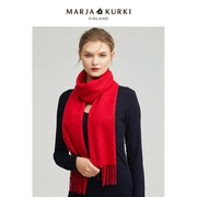 MARJAKURKI玛丽亚古琦红色围巾山羊绒围巾冬季女高级感情侣围脖男