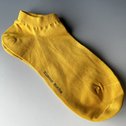 外贸精梳棉男士船袜夏季薄款网眼透气短袜黄色男袜纯棉