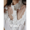 Wuu2 重工花朵刺绣蕾丝拼接网纱白衬衫女小众设计感长袖叠穿上衣