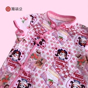 狮萌乐设计师品牌儿童旗袍甜美粉，草莓女童纯棉短袖连衣裙夏季
