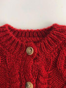 女童韩版新年儿童大红色毛衣开衫，春秋加厚麻，花纹针织外套洋气