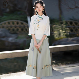 学生装改良小洋装新中式旗袍民国风春夏日常年轻少女装长款两件套