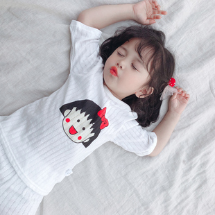 日式儿童睡衣家居服小童女儿童可爱超萌家居服女童夏女宝宝睡衣